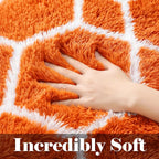 ONASAR Area Rugs for Bedroom Living Room, 4x6 Fluffy Orange and White Throw Rug - Image 2