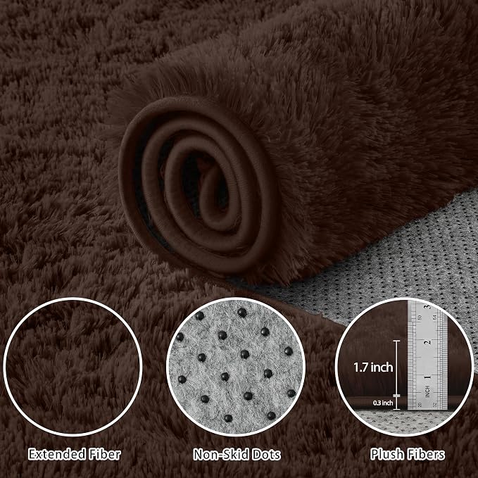 6x9 Area Rugs for Living Room:Ultra Soft Fluffy Shag Brown Rug, Large Fuzzy - Image 5