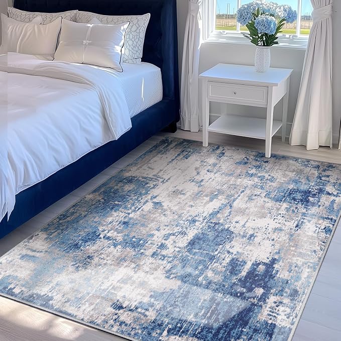 RELEANY Washable Area Rugs 4'x5' Non-Slip Modern Abstract Soft - Image 9