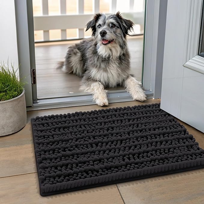 Smiry Dog Door Mat for Muddy Paws 24x16, Absorbent Dirt Trapper, Non-Slip by Smiry
