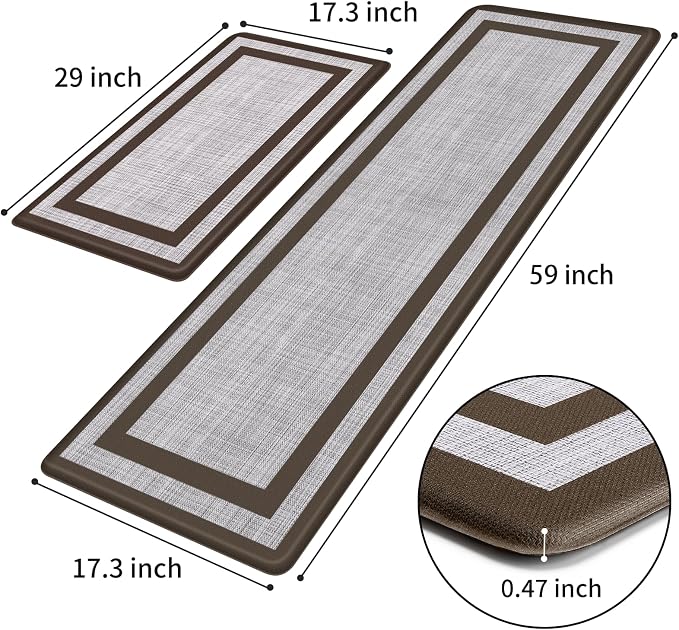 Mattitude Kitchen Mats Set of 2 Cushioned Rugs 0.47 inch Thick Anti-Fatigue Mats - Image 2
