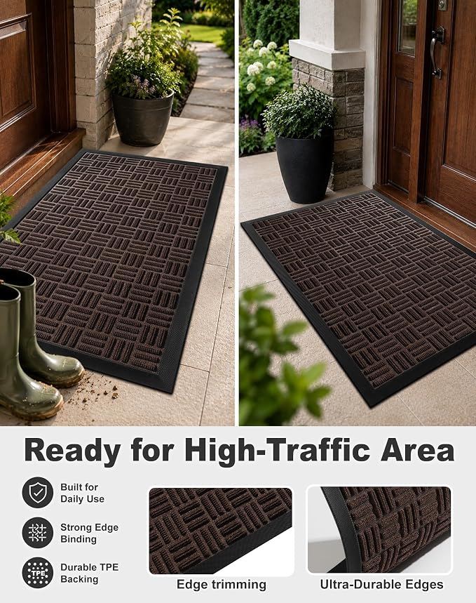Mibao Front Door Mat Outdoor Entrance, Waterproof Dirt Trapper Doormat - Image 6