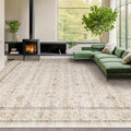 Washable Floral 10x14 Big Living Room Rug, Stain Resistant Foldable Area Rug by HazoHaus