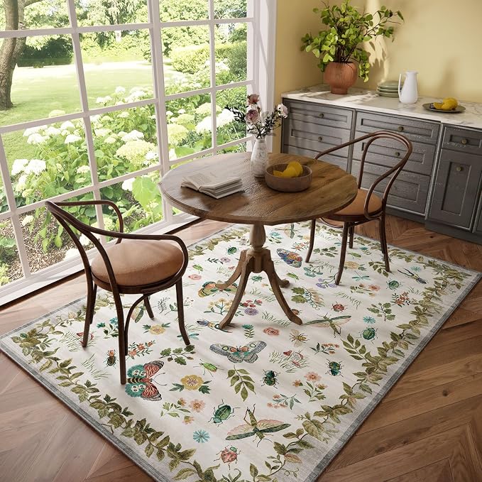 Washable Area Rugs for Living Room: 5x7 Bedroom Rug Vintage Rugs Stain - Image 7