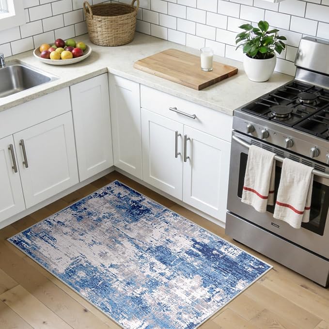 RELEANY Washable Area Rugs 3x4 Non-Slip Modern Abstract Soft - Image 3