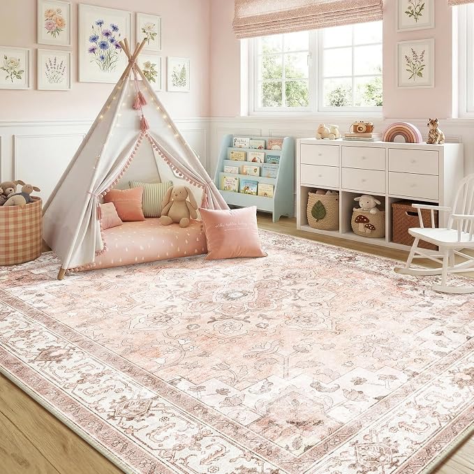 CAPALOCA Machine Washable Rugs Nursery Rug 3x5 Cute Girl Non Slip Low Pile - Image 2