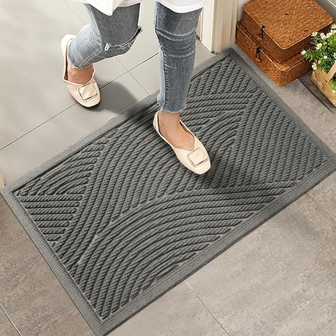 HIYARD Sturdy Front Door Mat, Absorbent Muddy Dirt Resist Welcome Door Mats by HIYARD