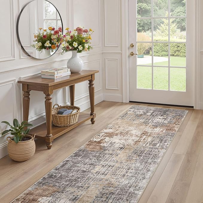 DMOYEST Washable Runner Rug for Hallway: 2.6x12 Neutral Modern Abstract Low - Image 6