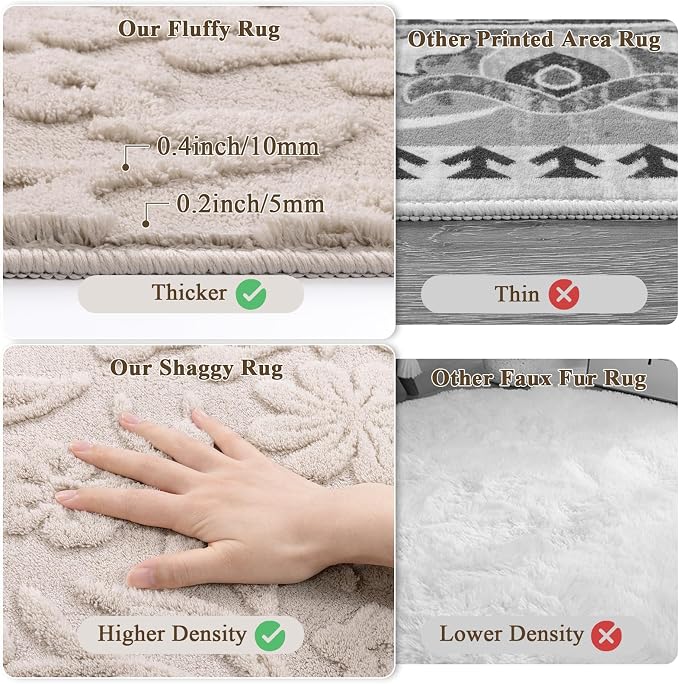 Vaukki 5x7 Area Rug for Living Room, Soft Fluffy Washable Modern Floral Indoor - Image 7