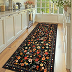 2x8 Area Rugs for Living Room Vacuum-Friendly Machine Washable Area Rug Flower by meejou