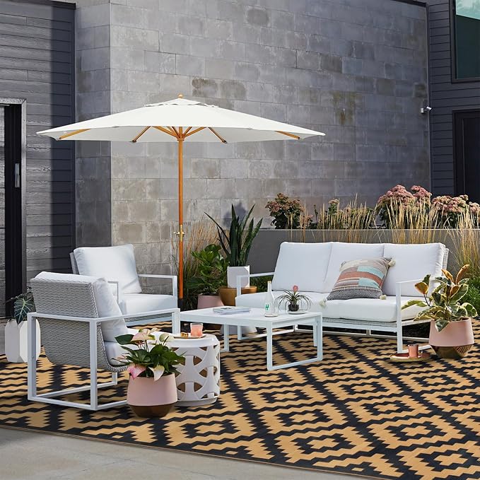 SAND MINE Reversible Mats, Plastic Straw Rug, Modern Area Rug, Large Floor Mat - Image 7