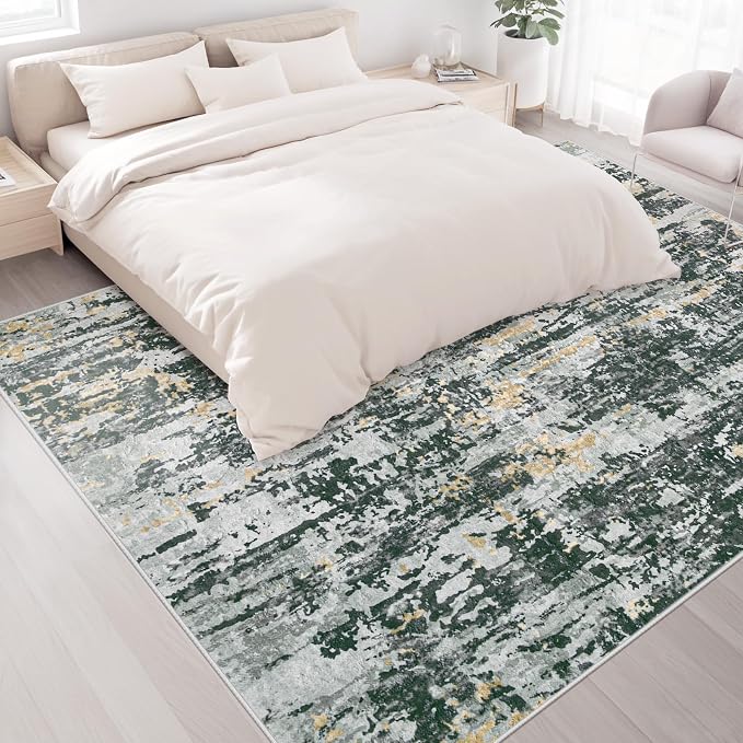 Area Rugs 8x10 Living Room: Washable Rug Modern Abstract Large Rugs Soft Non - Image 4
