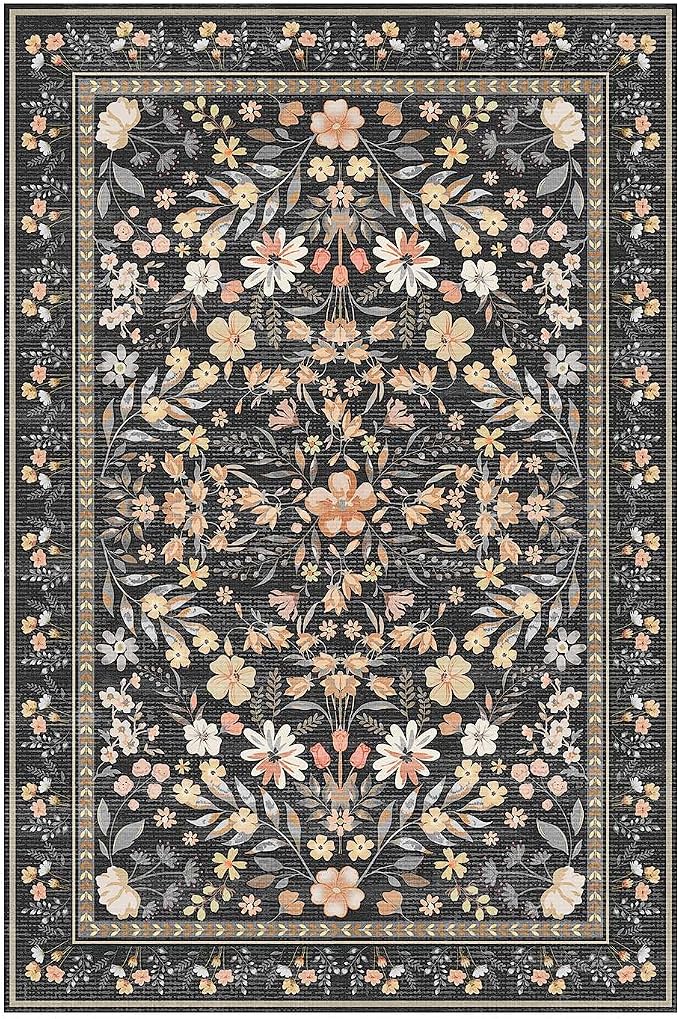 Rugxara Floral Rug for Living Room Bedroom, 5x7 Washable Rug, Large Non Slip - Image 5