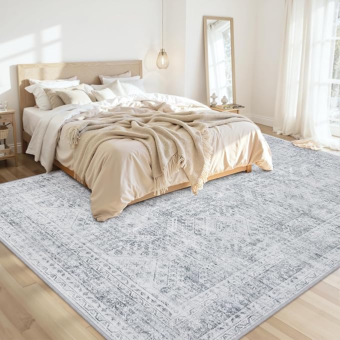 10x12 Area Rug for Living Room: Vintage Boho Neutral Washable Rug Indoor Soft - Image 2