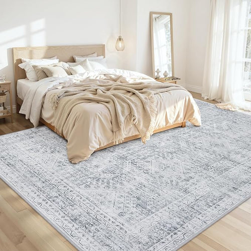 10x14 Area Rug for Living Room: Vintage Boho Neutral Washable Rug Indoor Soft - Image 2