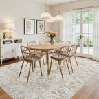 9x12 Area Rugs for Living Room:Beige Washable Vintage Medallion Carpet Non-Slip - Image 4