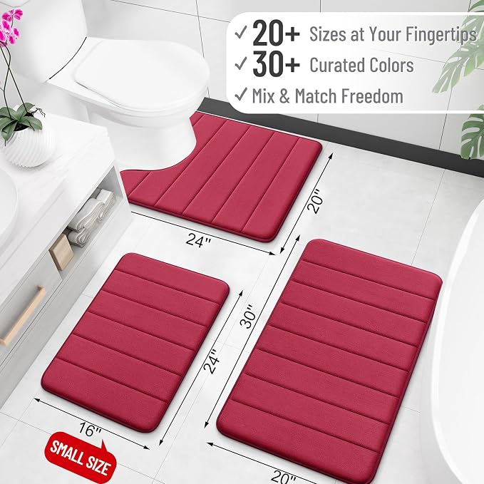 OLANLY Memory Foam Long Bathroom Rugs Runner 44x20, Super Soft Absorbent Bath - Image 2