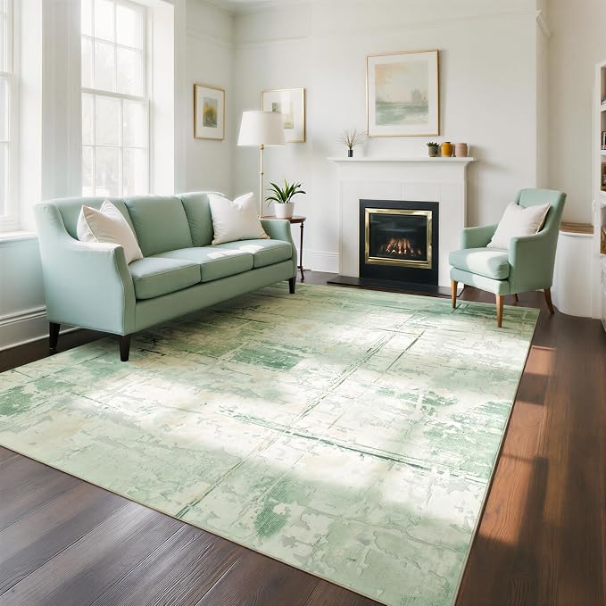 Washable Rugs 8x10 Area Rugs for Living Room, Ultra Soft Faux Wool Retro Carpets - Image 7