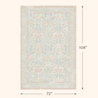 Light Pink 6x9 Girl Bedroom Rug Low Pile & Soft, Botanical Floral Washable - Image 2