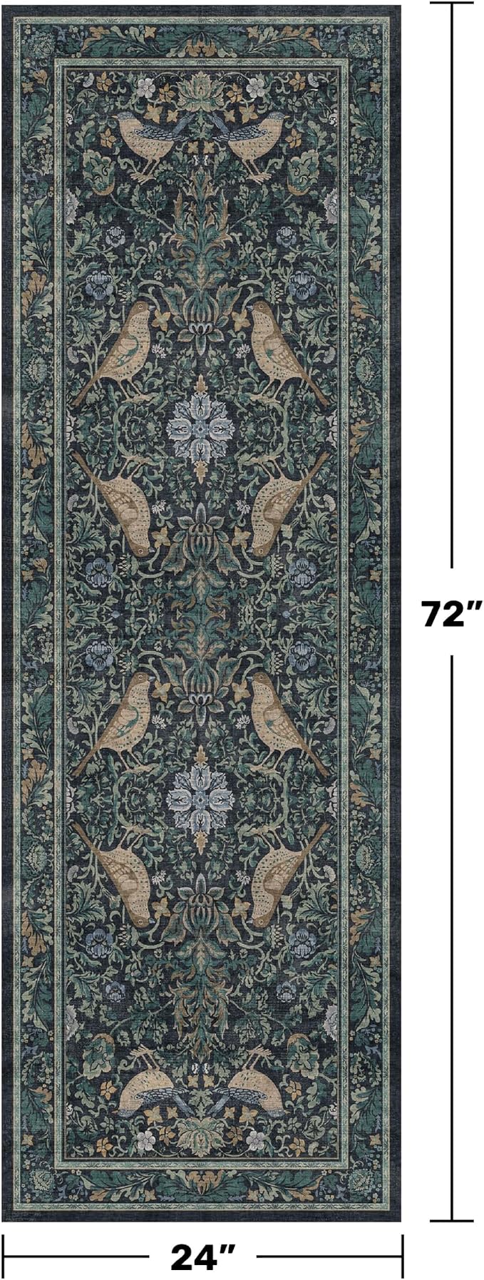 Botanical Bird 2x6 Entryway Rugs Indoor, Machine Washable Runner Rugs - Image 2