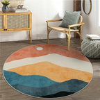 Abstract Round Rug for Bedroom 4ft, Faux Wool Soft Area Circle Area Rug - Image 6