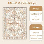 SERISSA Boho Rugs for Entryway, 2x3 Peach Cream Entryway Rug Non-Slip Washable - Image 6