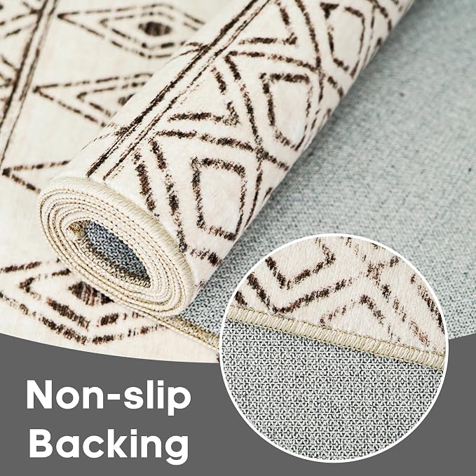 2'6"x14' Hallway Runner Rug Washable: Moroccan Non Slip Runner Rugs Low Pile - Image 7