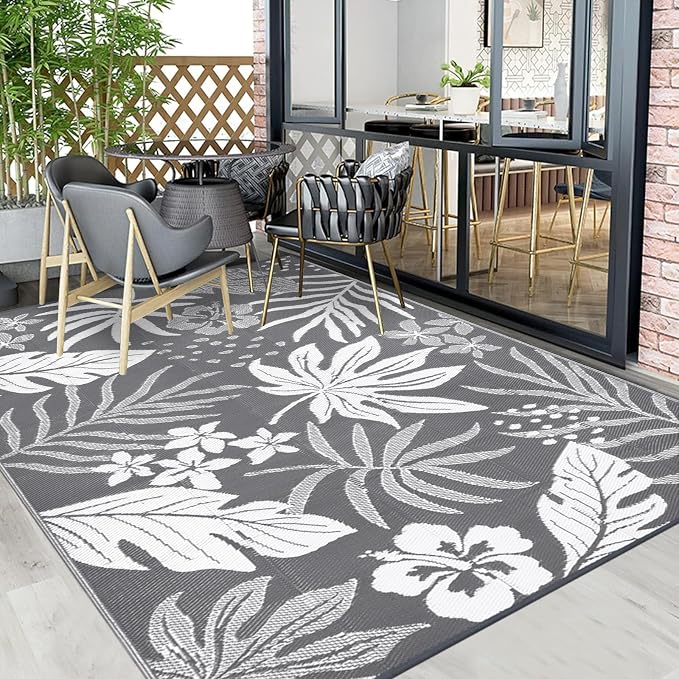 Pauwer Waterproof Outdoor Rug 6x9, Reversible Plastic Straw Patio Camping Rug - Image 7