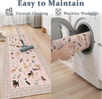 Pink Floral Dog Rug for Entryway, 2x3 Washable Kitchen Mat Ultra-Thin Soft - Image 4