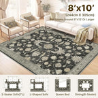 8x10 Area Rug for Living Room-Vintage Farmhouse Boho Floral Washable Stain - Image 2