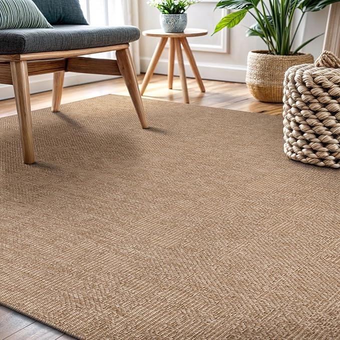 CAMILSON Easy Jute Rug 6x9, Indoor Outdoor Natural Color Fiber Area Rugs - Image 9