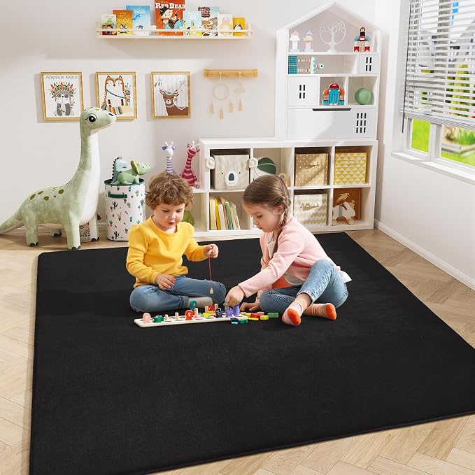 Amearea 4x4 Square Area Rugs for Bedroom Living Room, Modern Black Thickened - Image 6