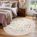 Wonnitar Pink Floral Round Rugs 5ft, Soft Circle Rug Non Slip Washable Round by Wonnitar