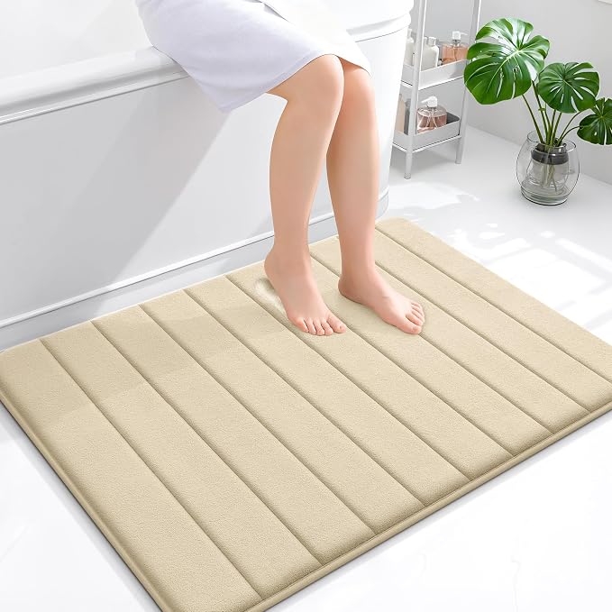 OLANLY Memory Foam Bath Mat 40x32, Super Soft Absorbent Bathroom Rugs, Quick Dry by OLANLY