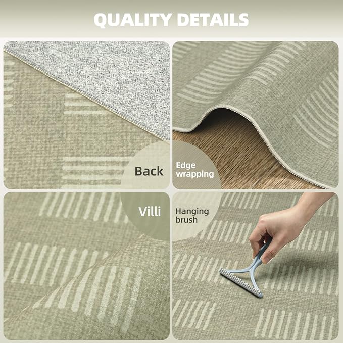 Washable Rugs 8x10 Area Rugs for Living Room, Ultra Soft Faux Wool Retro Carpets - Image 3