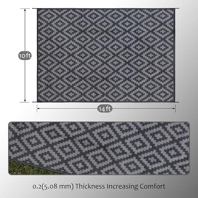 SAND MINE Waterproof Outdoor Rug, Plastic Reversible Rug, Modern Area Rug - Image 2