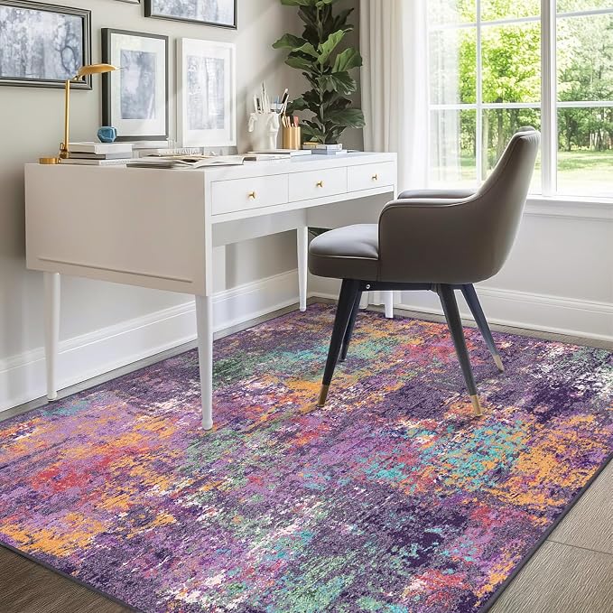 RELEANY Washable Area Rugs 6'x9' Non-Slip Modern Abstract Soft - Image 8