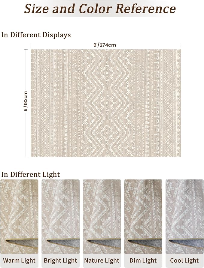 Miukiki 6x9 Area Rug for Living Room Moroccan Washable Rugs Non Slip Indoor - Image 2
