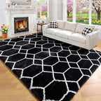 ONASAR Area Rugs for Bedroom Living Room, Fluffy 4x6 Black and White Rug by ONASAR