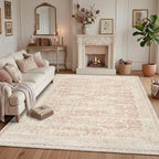 Latte&Fog 8x10 Pink Rugs for Living Room, Washeble Vintage Rugs for Girls - Image 3