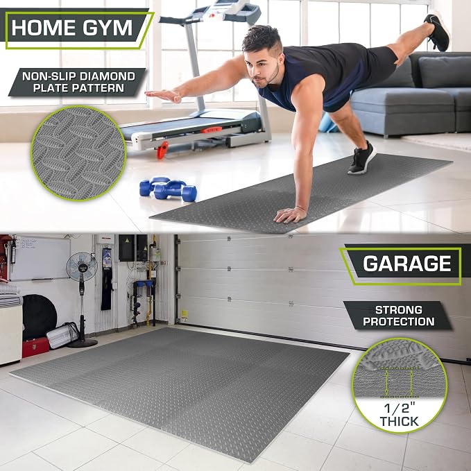 ProsourceFit Exercise Puzzle Mat 1/2-inch, EVA Interlocking Foam Floor Tiles - Image 3