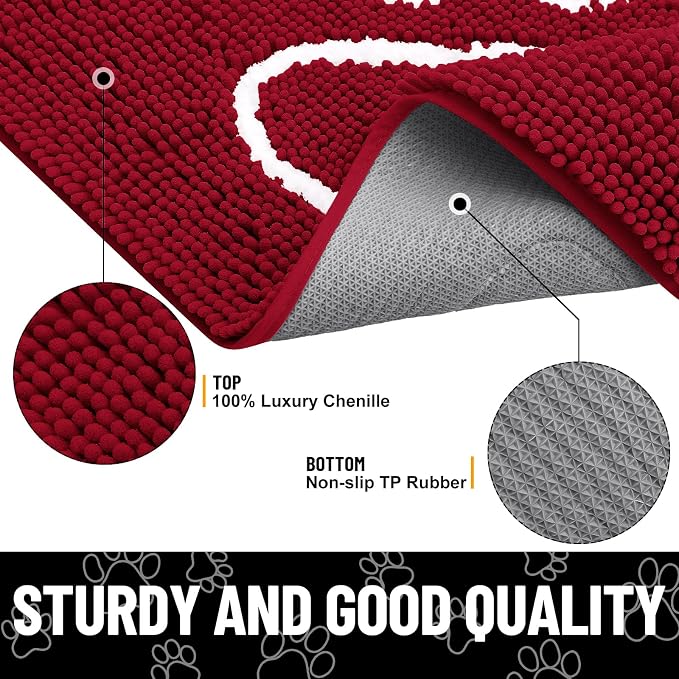 Smiry Dog Door Mat for Muddy Paws, Absorbent Dirt Trapper Non Slip Quick Dry - Image 3