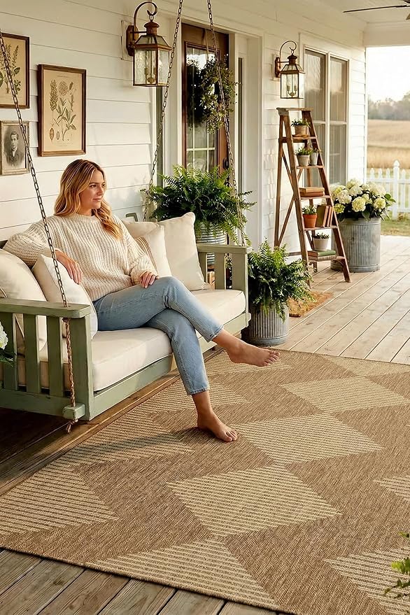 MontVoo-Outdoor Rug Carpet Patio Rug 8x10 Polypropylene Indoor Outdoor Rugs - Image 9