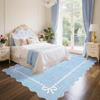GarveeHome Scalloped Bow Rug for Living Room, Solid Blue Rug for Dorm, Washable - Image 2