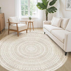 cotiled 8x8 Round Area Rugs Living Room Rug: Washable Boho Rugs - Image 3