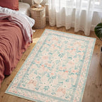 Rugxara Floral Entryway Rug, 3x5 Washable Area Rug, Non Slip Low Pile Small - Image 2