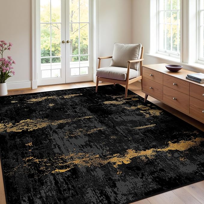 RELEANY Washable Area Rugs 4'x6' Non-Slip Modern Abstract Soft - Image 9