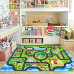 Kids Car Rug, 78.7" x 59" Road Map Floor Mat | Road map design, soft low-pile - Image 8