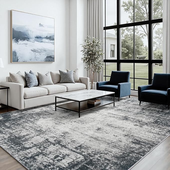 Area Rug 5x7 Living Room Rug Washable: No-Slip Abstract Soft Thin Large Deep - Image 3