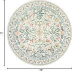 Wonnitar Floral Round Rugs 6ft, Boho Large Machine Washable Circle Rug - Image 2